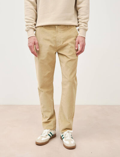 Pantalon straight velours longueur 32 beige homme