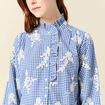 Chemise vichy manches longues en coton bleu marine femme