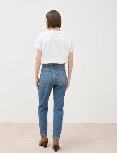 Jeans mom cropped taille haute denim dirty femme