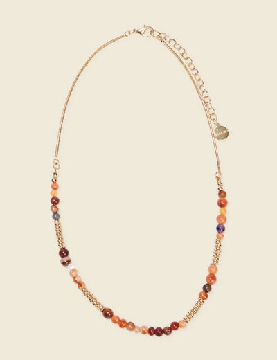Collier avec perles orange foncé femme