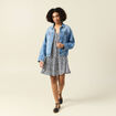 Robe évasée manches courtes bleu femme