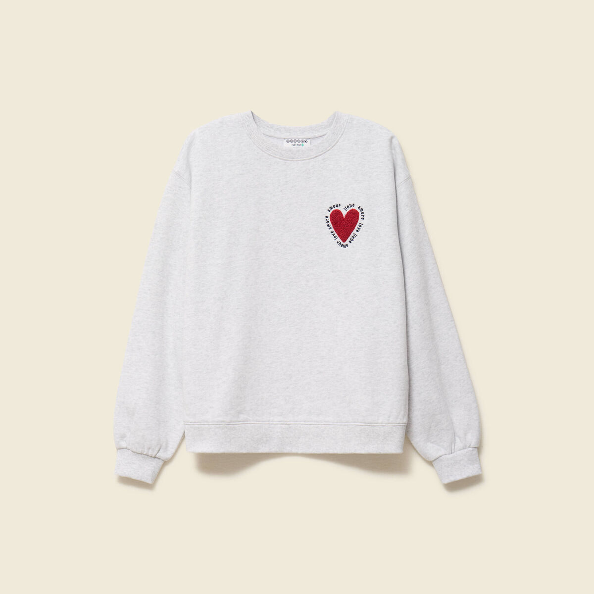 Sweat droit manches longues gris femme