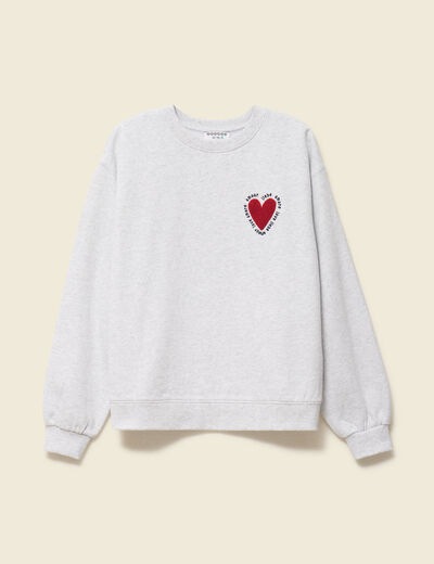 Sweat droit manches longues gris femme