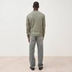 Pull droit tweed manches longues vert kaki homme