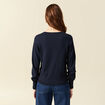Pull manches longues bleu marine femme
