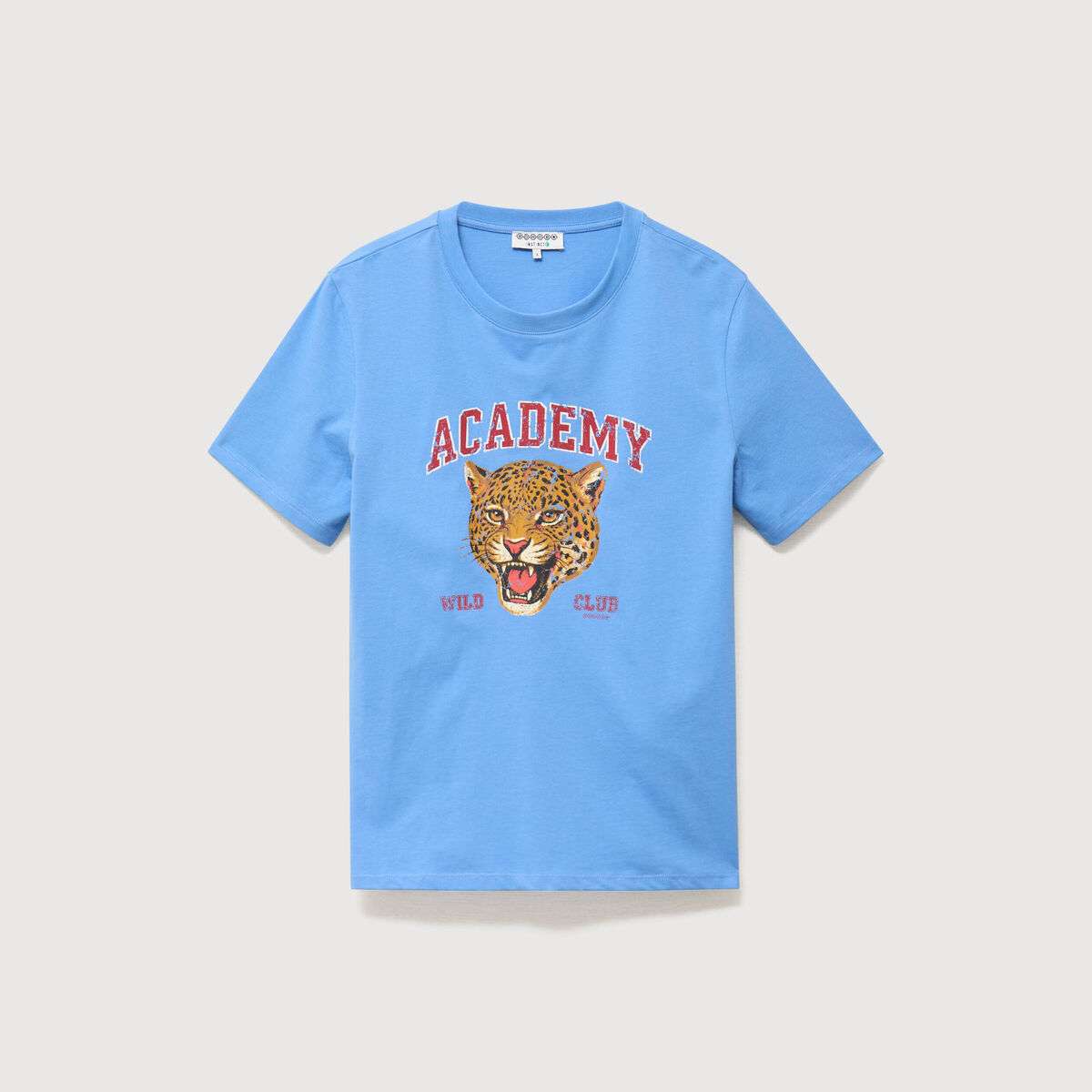 T-shirt droit col rond manches courtes bleu clair femme