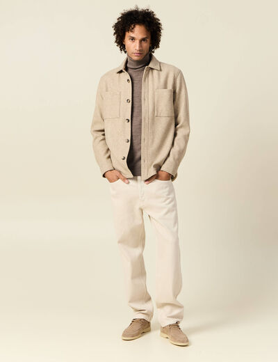 Pull 100% laine mérinos marron foncé homme