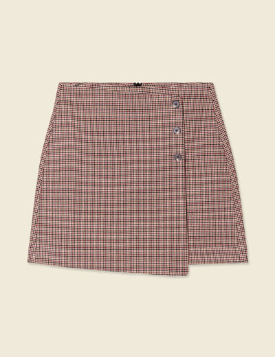 Jupe droite effet portefeuille beige femme