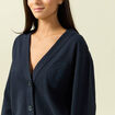 Cardigan oversize col v manches longues bleu marine femme
