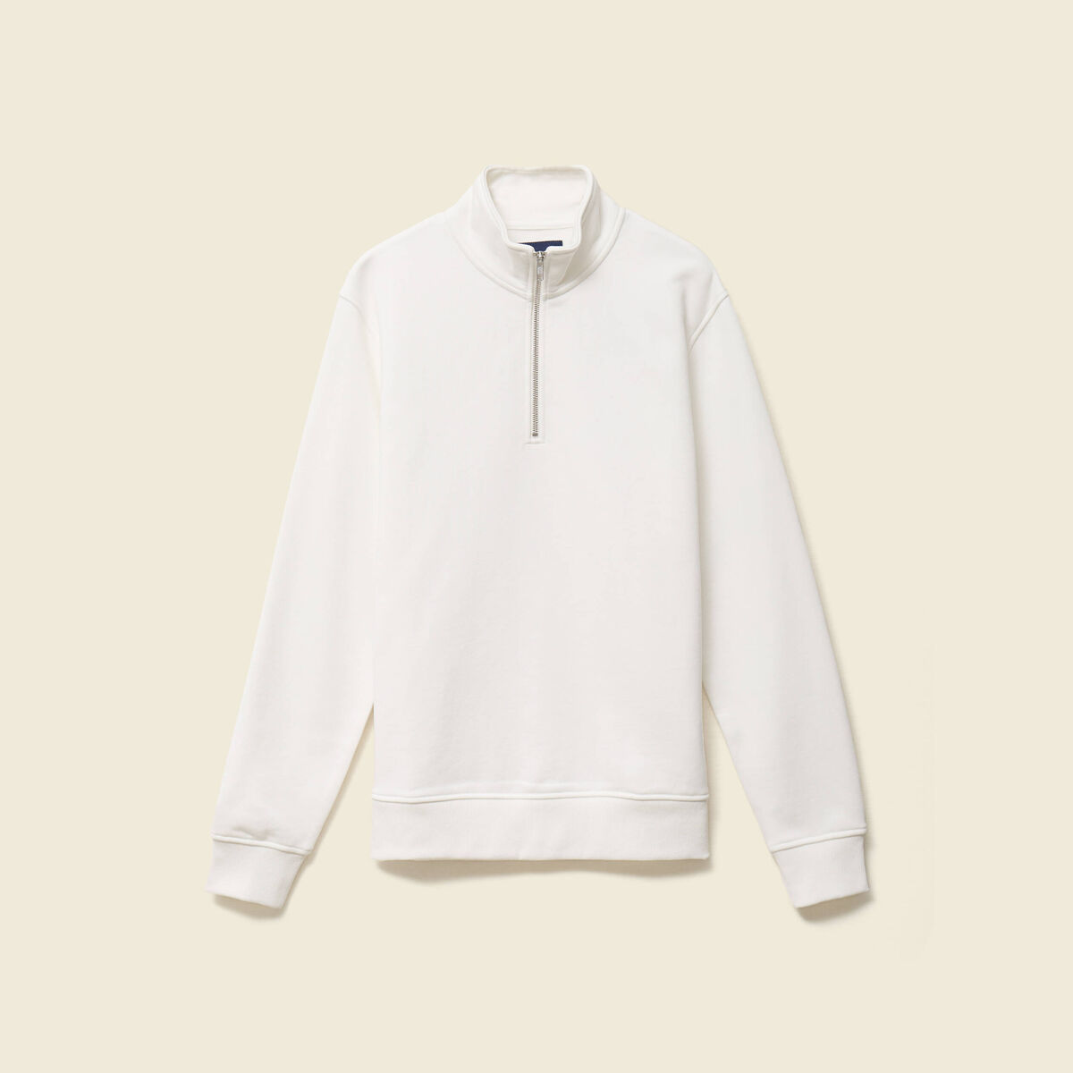 Sweat col montant manches longues ecru homme