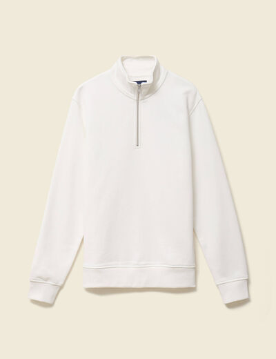 Sweat col montant manches longues ecru homme