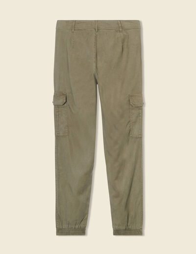 Pantalon éco-responsable vert kaki femme