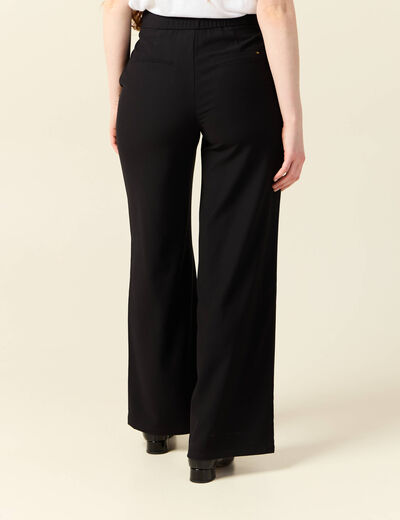 Pantalon large taille haute noir femme