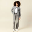 Jeans straight taille haute 7/8ème denim gris clair femme