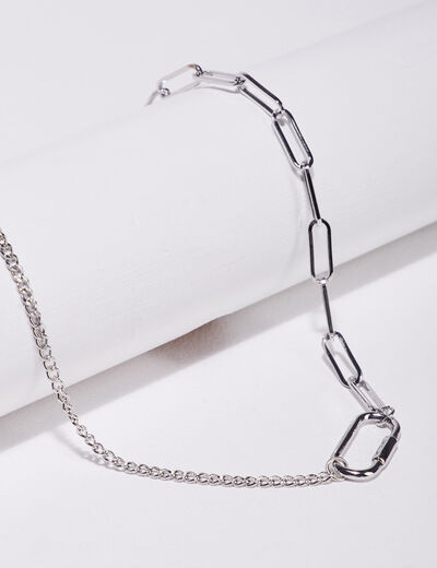 Collier chaîne gris argent femme