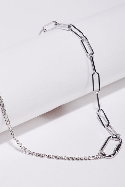 Collier chaîne gris argent femme