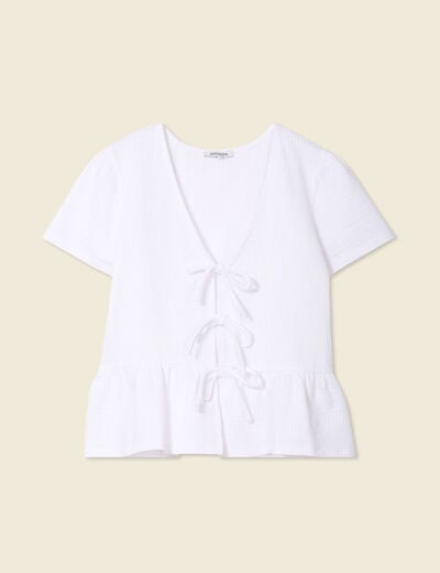 Blouse manches courtes blanc femme