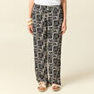 Pantalon large taille haute fluide creme femme