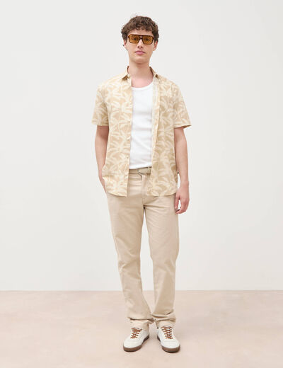 Chemise manches courtes beige moyen homme