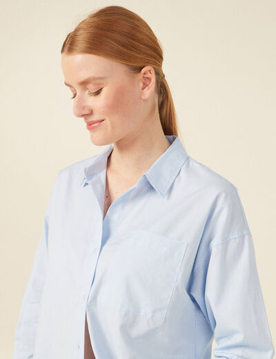 Chemise manches longues bleu ciel femme
