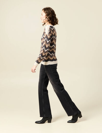 Pull manches longues bleu marine femme