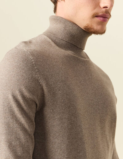 Pull droit court manches longues vert kaki homme
