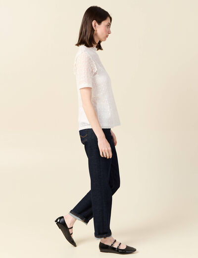 T-shirt manches courtes ecru femme