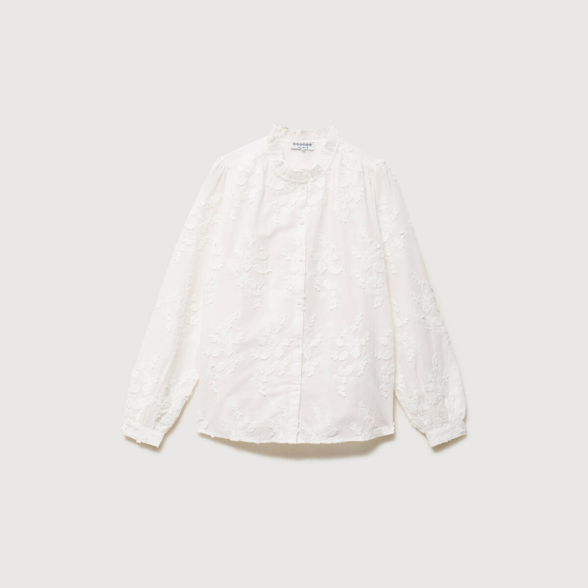 Chemise en coton manches longues ecru femme