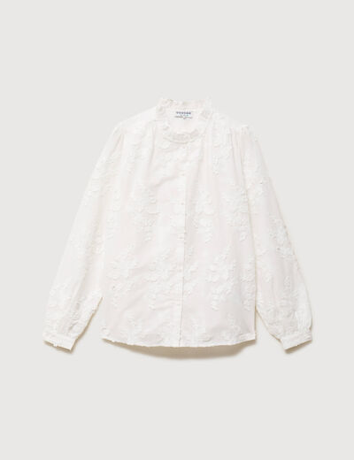 Chemise en coton manches longues ecru femme
