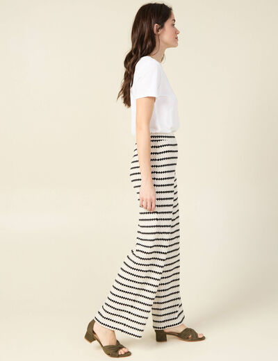 Pantalon large en tricot blanc femme