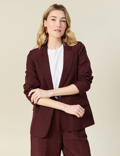Veste blazer manches longues bordeaux femme