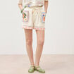 Short en coton avec doublure ecru femme