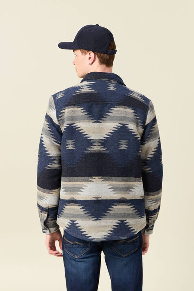 Veste surchemise droite bleu marine homme
