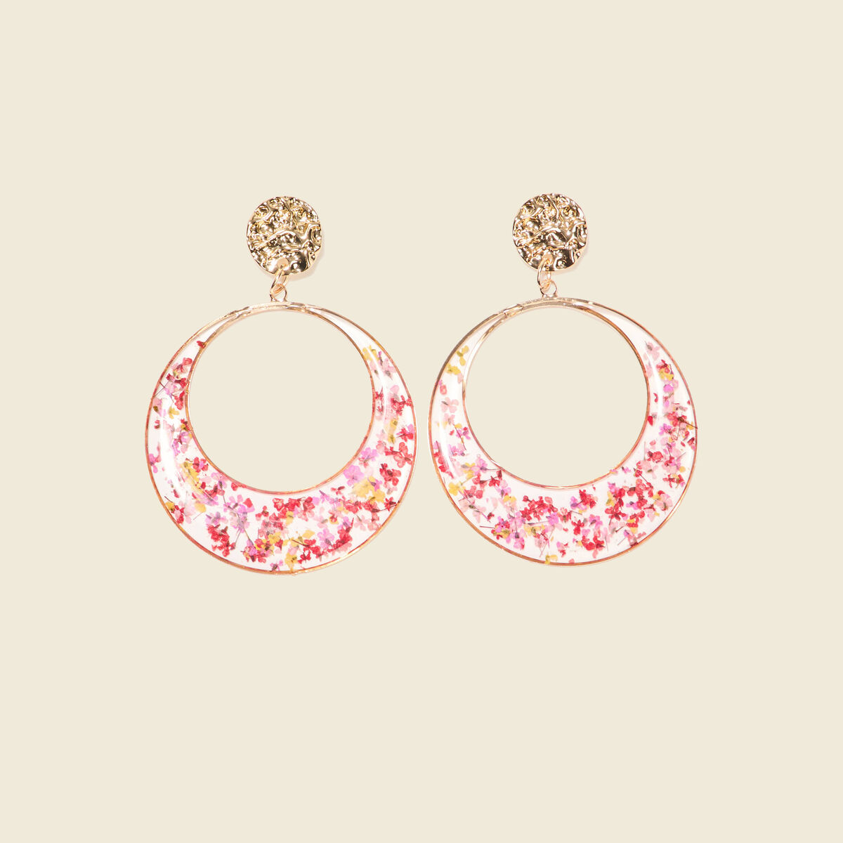 Boucles d'oreilles pendantes rose femme