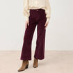 Pantalon large taille haute en velours prune femme