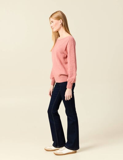 Pull manches longues fabriqué en France rose pastel femme