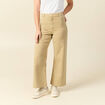 Jeans large ray&eacute; taille haute 7/8&egrave;me beige femme