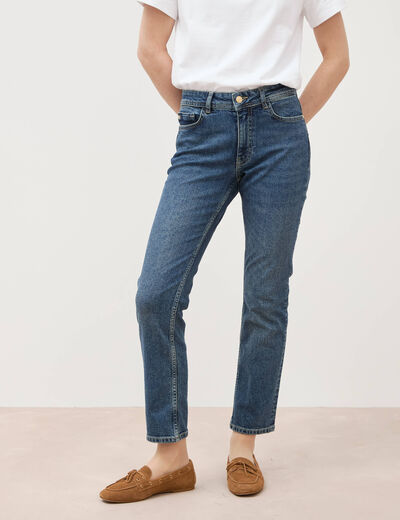 Jeans slim taille standard 7/8&egrave;me bleu femme