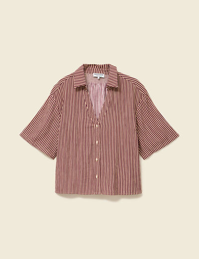 Blouse manches courtes fluide violet femme