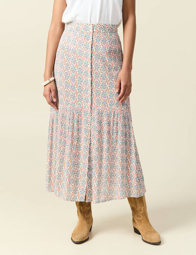 Jupe longue évasée blanc femme