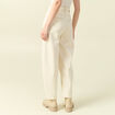 Jeans barrel 7/8&egrave;me avec ceinture denim blanc femme