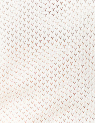 Pull manches courtes ajouré creme femme