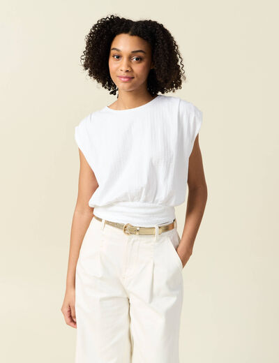 T-shirt manches courtes blanc femme