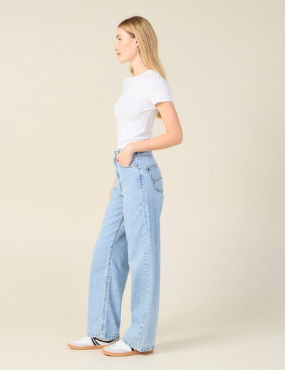 Jeans large 5 poches denim baby bleu femme