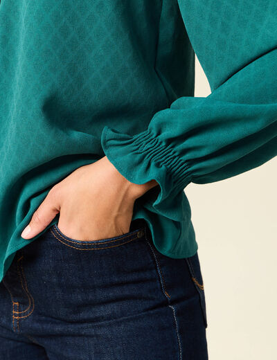 Blouse manches longues vert canard femme