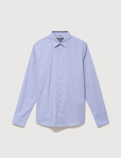 Chemise col am&eacute;ricain manches longues bleu gris homme