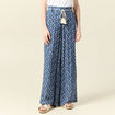 Pantalon large ceinturé bleu femme