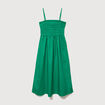 Robe bretelles col carr&eacute; en coton vert femme