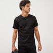 T-shirt col mao manches courtes en coton noir homme