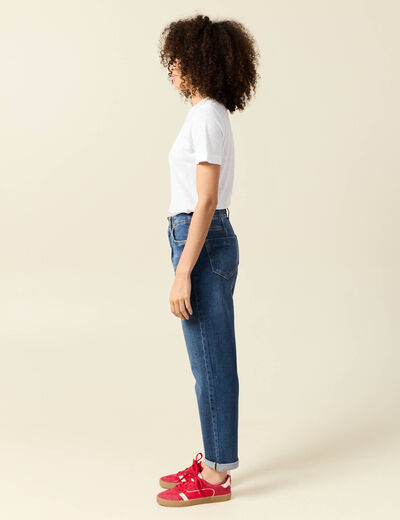 Pantalon mom taille haute 7/8ème denim denim stone femme